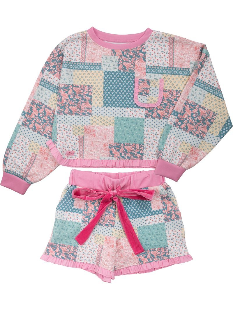Simply Southern Quilted Pattern Ruffle PJ Shorts Set - Adult & Kids T-Shirts, Sweatshirts & Hoodies apparel design preview 2