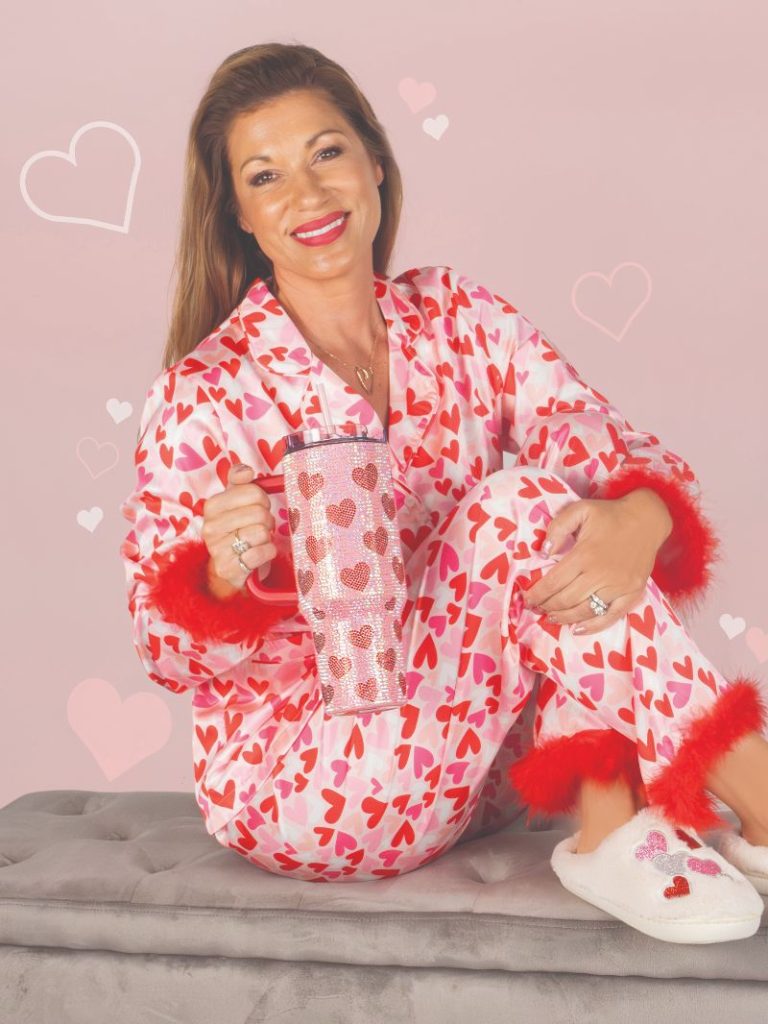 Simply Southern Cozy Feather Hearts Button PJ Pants - Adult & Kids T-Shirts, Sweatshirts & Hoodies apparel design preview 1