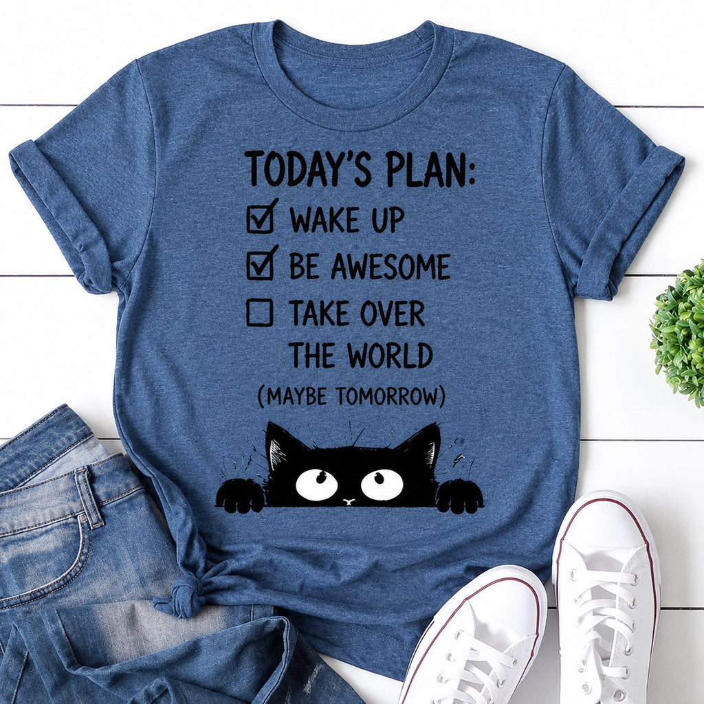 Today's Plan Cat Print Women Slogan - Adult & Kids T-Shirts, Sweatshirts & Hoodies apparel design preview 1