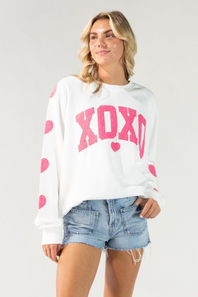 Simply Southern XOXO Heart Crew - Adult & Kids T-Shirts, Sweatshirts & Hoodies apparel design preview 1