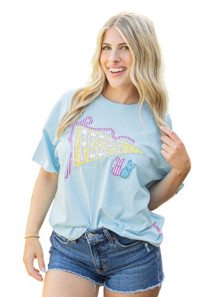 Simply Southern Peeps Easter Pennant Bow Applique - Adult & Kids T-Shirts, Sweatshirts & Hoodies apparel design preview 1