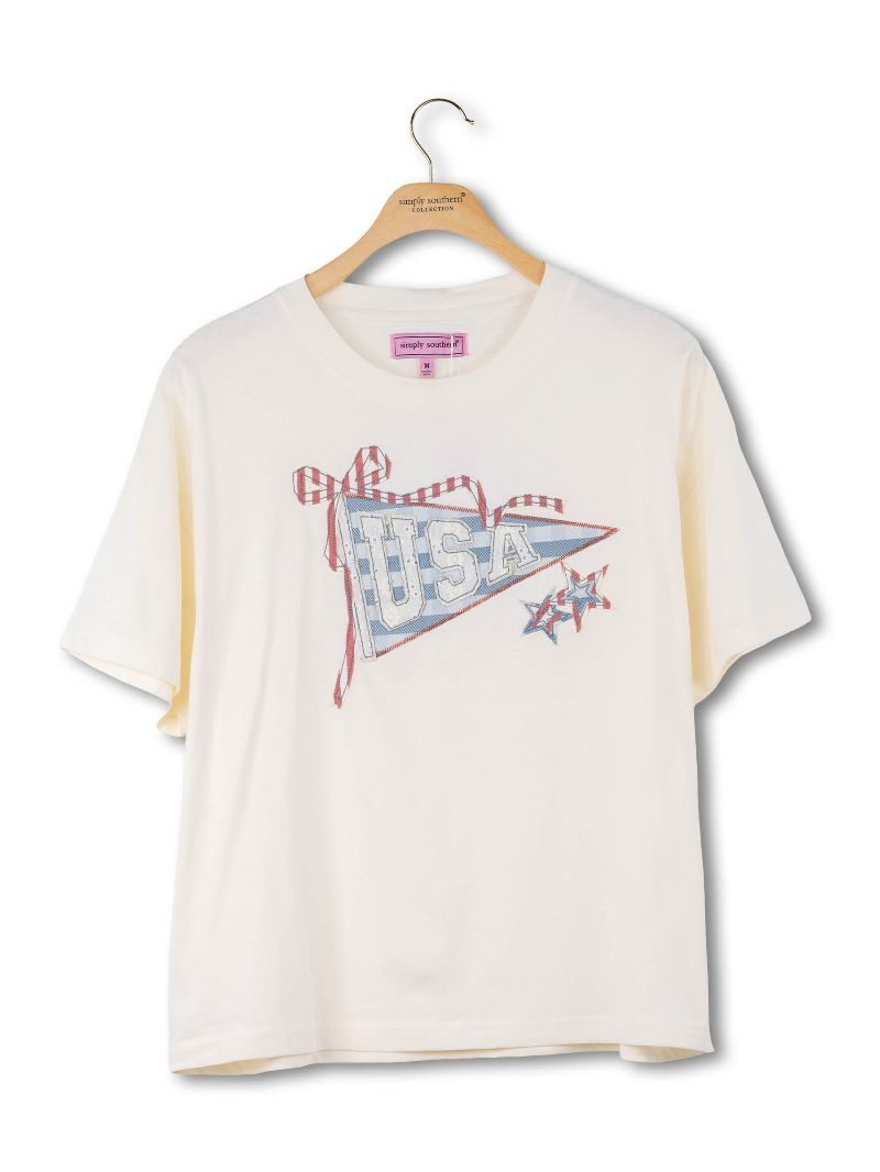 Simply Southern USA Pennant Bow Applique - Adult & Kids T-Shirts, Sweatshirts & Hoodies apparel design preview 2