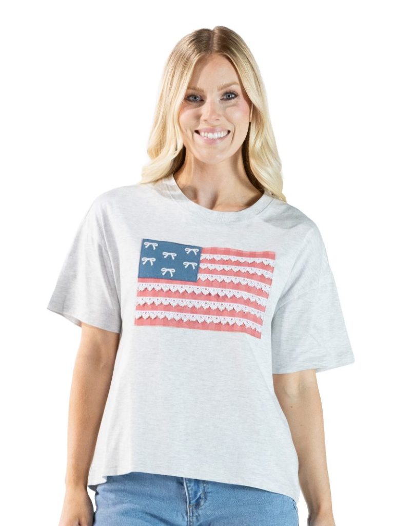 Simply Southern USA Flag Bow Applique - Adult & Kids T-Shirts, Sweatshirts & Hoodies apparel design preview 1