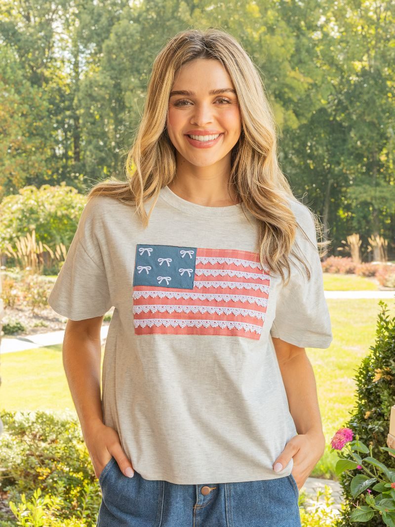 Simply Southern USA Flag Bow Applique - Adult & Kids T-Shirts, Sweatshirts & Hoodies apparel design preview 2