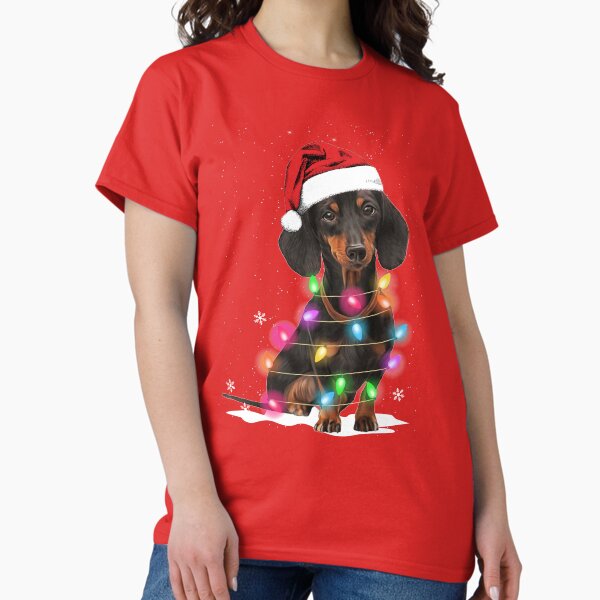 Dachshund Christmas Lights With Snow Sweater - Adult & Kids T-Shirts, Sweatshirts & Hoodies apparel design preview 1