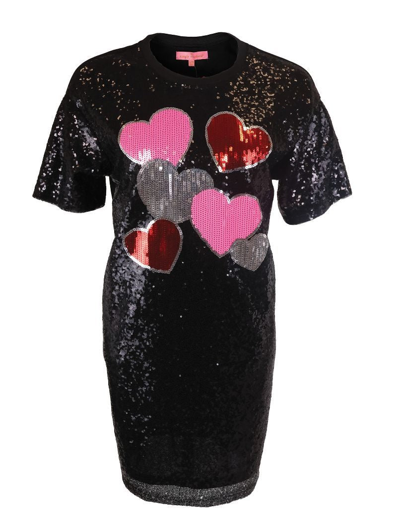 Simply Southern Hearts Valentine Sequins Dress Top - Adult & Kids T-Shirts, Sweatshirts & Hoodies apparel design preview 2