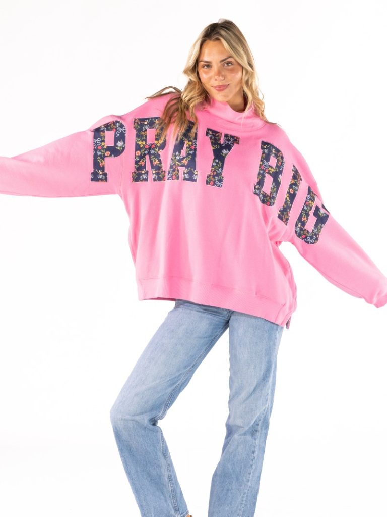 Simply Southern Pray Big Mock Neck Crew Oversized - Adult & Kids T-Shirts, Sweatshirts & Hoodies apparel design preview 1