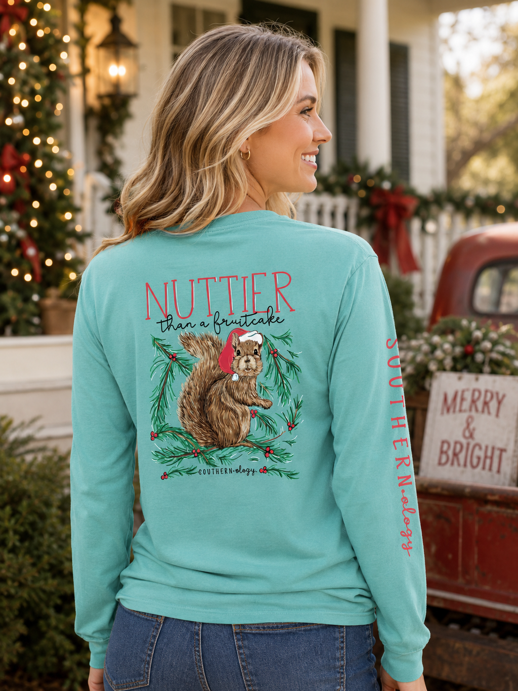 Southernology Nutty Squirrel Holiday Comfort Colors - Adult & Kids T-Shirts, Sweatshirts & Hoodies apparel design preview 1