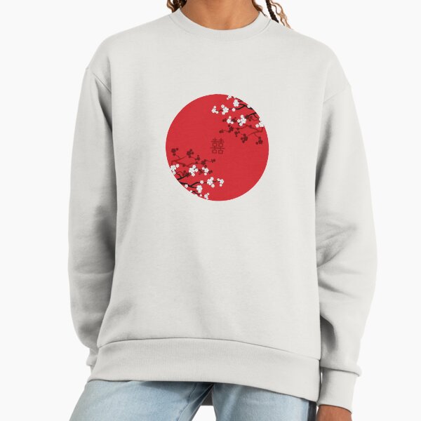 White Oriental Cherry Blossoms on Red and Chinese - Adult & Kids T-Shirts, Sweatshirts & Hoodies apparel design preview 1