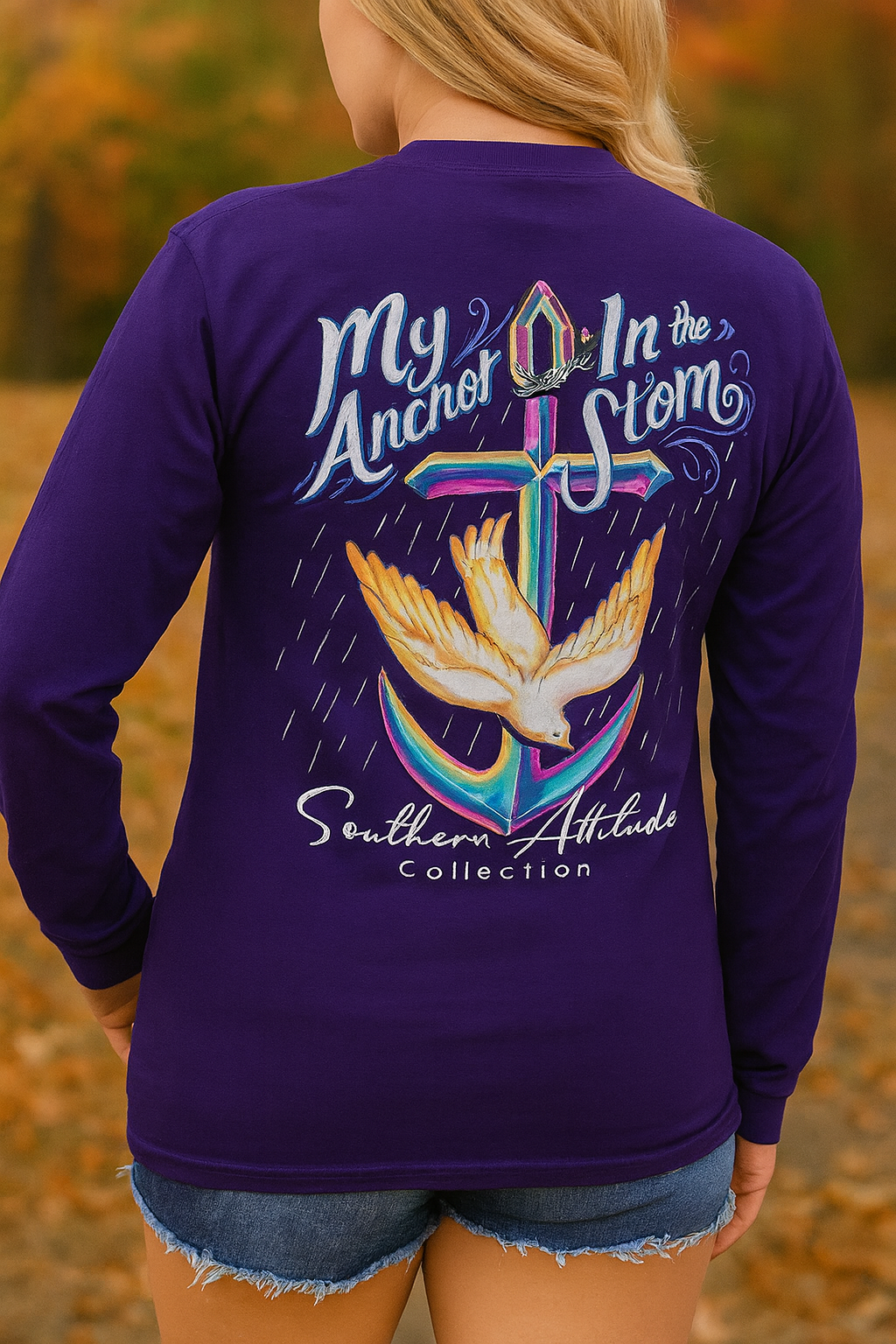 Southern Attitude Preppy Anchor In The Storm Purple - Adult & Kids T-Shirts, Sweatshirts & Hoodies apparel design preview 1