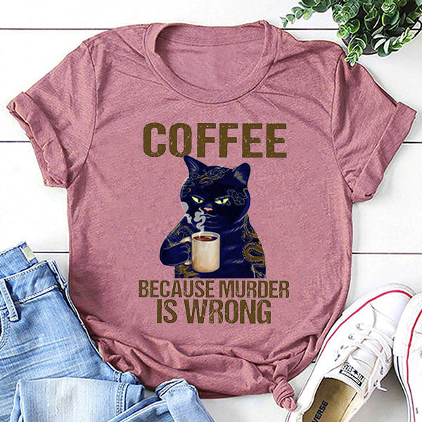 Cat Drinking Coffee Graphic Print Cotton - Adult & Kids T-Shirts, Sweatshirts & Hoodies apparel design preview 3