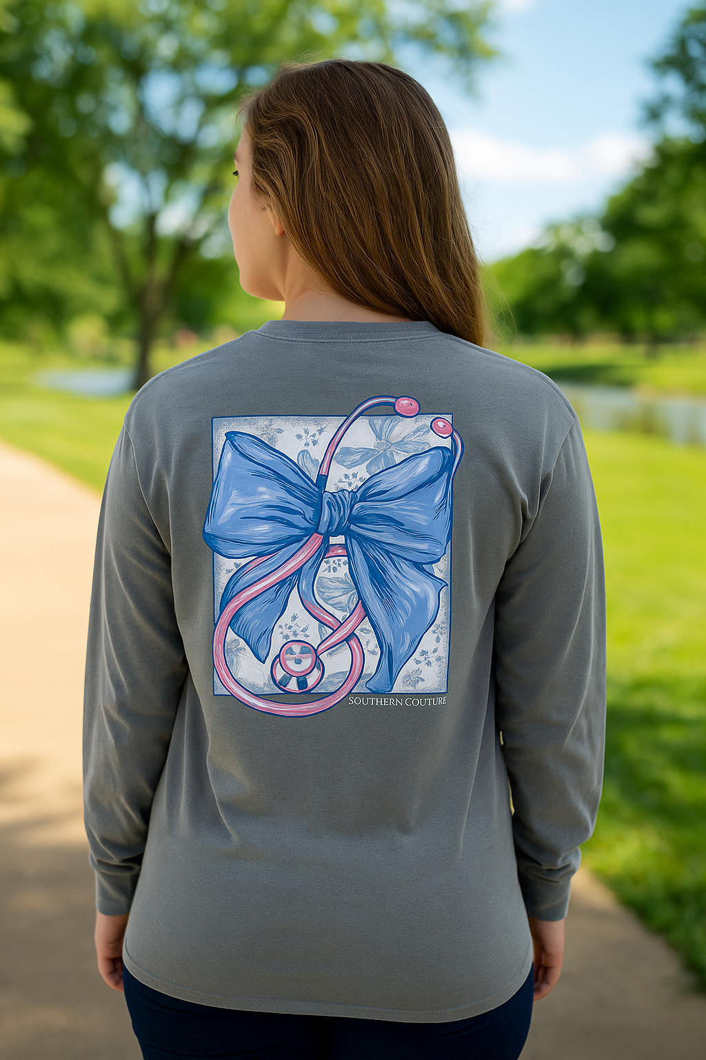 Southern Couture Classic Stethoscope With Bow Nurse - Adult & Kids T-Shirts, Sweatshirts & Hoodies apparel design preview 1
