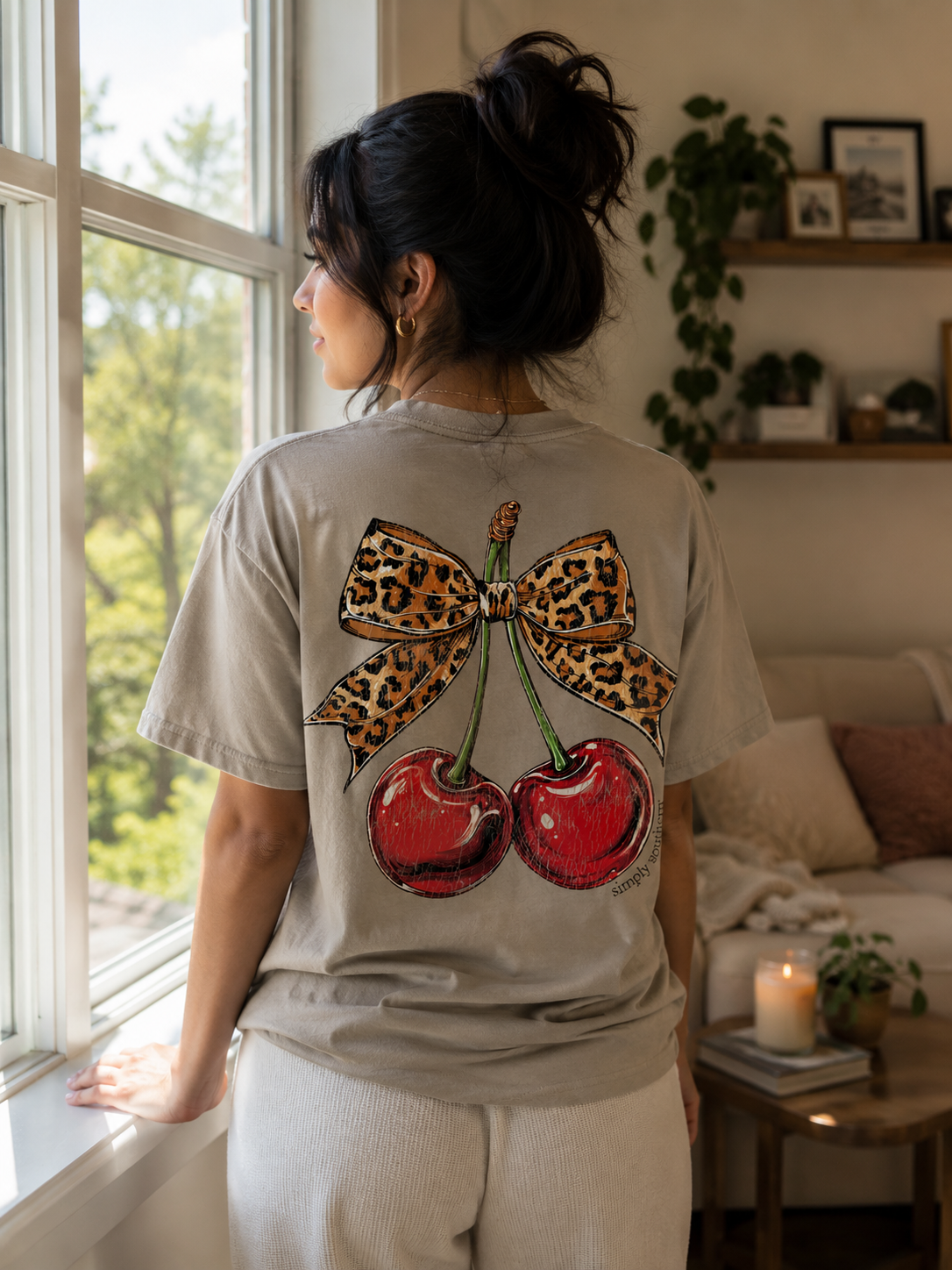 Simply Southern Leopard Cherry Mineral Washed - Adult & Kids T-Shirts, Sweatshirts & Hoodies apparel design preview 1