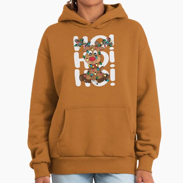 Adorable Reindeer Wrapped in Christmas Lights Ho - Adult & Kids T-Shirts, Sweatshirts & Hoodies apparel design preview 1