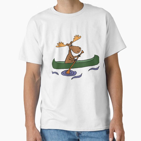Funny Moose Canoeing Cartoon - Adult & Kids T-Shirts, Sweatshirts & Hoodies apparel design preview 1