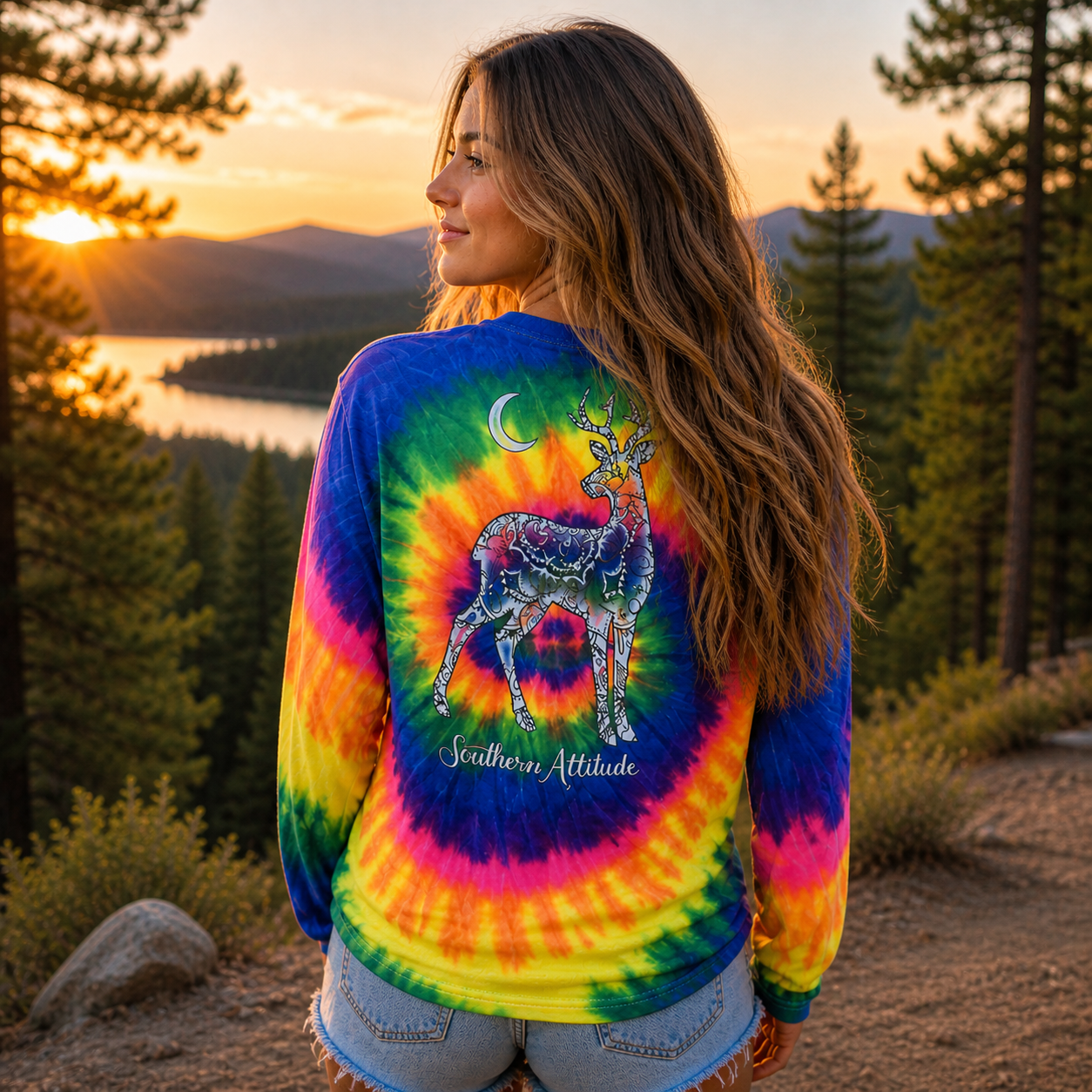 Southern Attitude Tortuga Moon Mandala Dream Deer - Adult & Kids T-Shirts, Sweatshirts & Hoodies apparel design preview 1