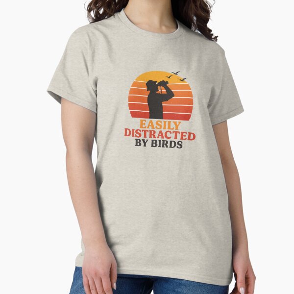 Easily Distracted by Birds Retro Sunset Birdwatching - Adult & Kids T-Shirts, Sweatshirts & Hoodies apparel design preview 1