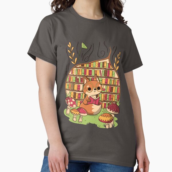 Fox's Cozy Library - Adult & Kids T-Shirts, Sweatshirts & Hoodies apparel design preview 1