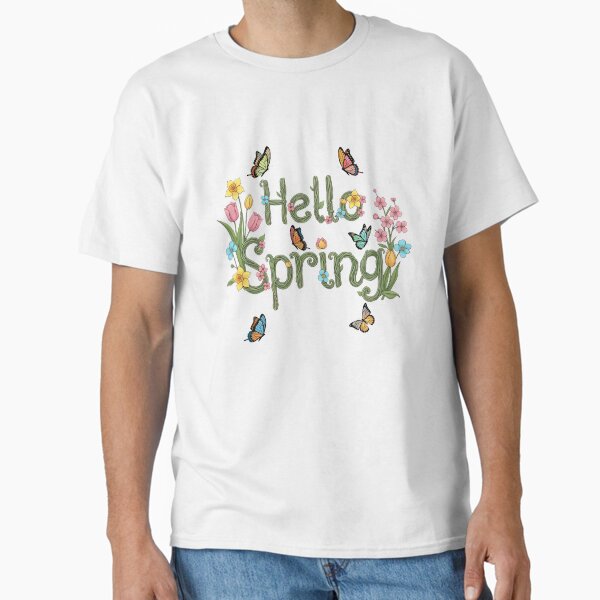 Hello Spring Typography With Blooming Flowers And - Adult & Kids T-Shirts, Sweatshirts & Hoodies apparel design preview 1