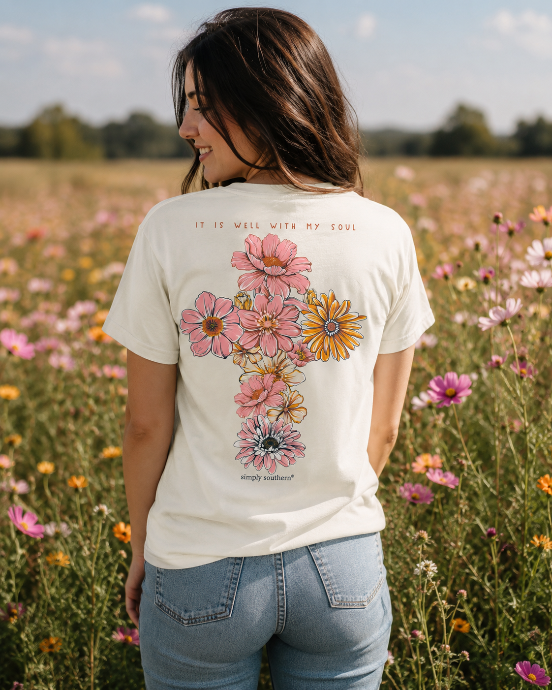 Simply Southern Well Soul Flower Cross - Adult & Kids T-Shirts, Sweatshirts & Hoodies apparel design preview 1