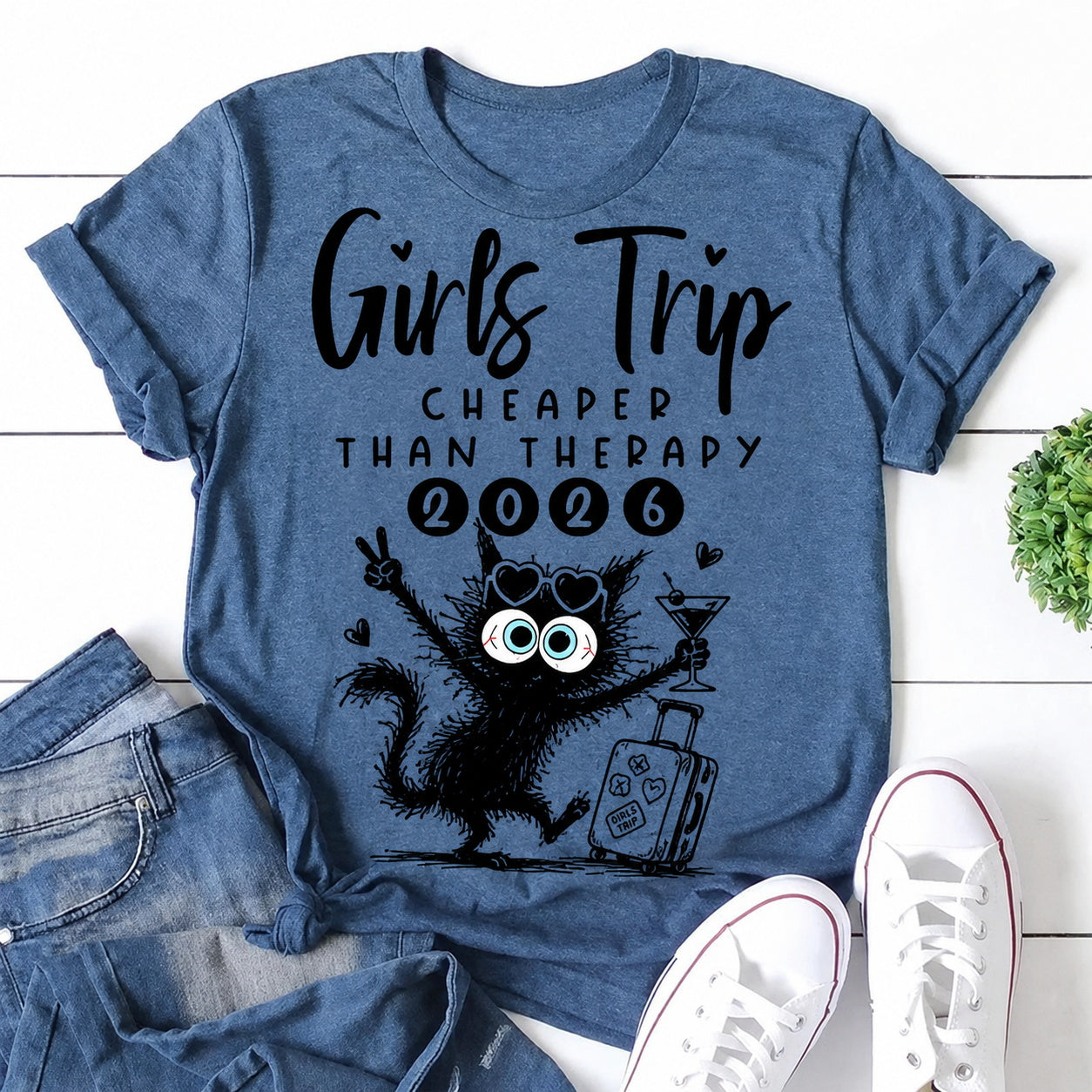 Girls Trip Cheaper Than Therapy 2026 Cat Print Women - Adult & Kids T-Shirts, Sweatshirts & Hoodies apparel design preview 1