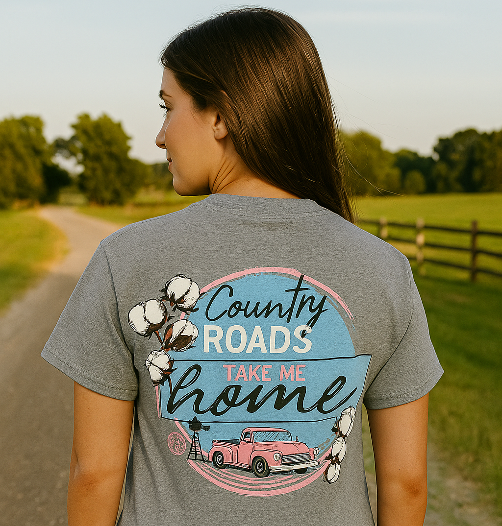 Girlie Girl Originals Preppy Country Roads - Adult & Kids T-Shirts, Sweatshirts & Hoodies apparel design preview 1