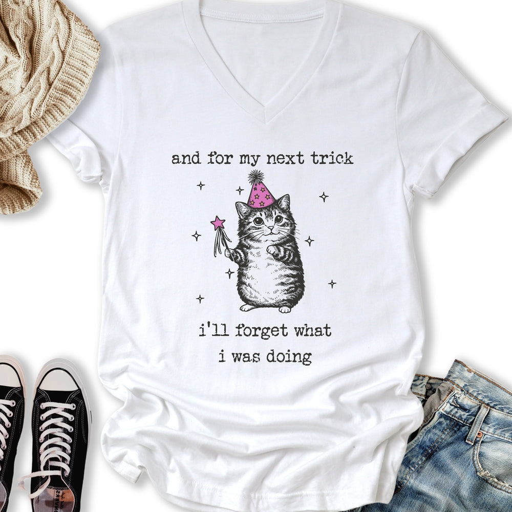 Forgetful Cat V-Neck - Adult & Kids T-Shirts, Sweatshirts & Hoodies apparel design preview 2