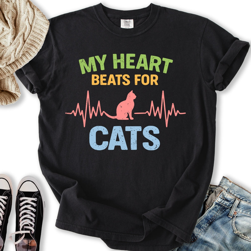 Heart Beats for Cats - Adult & Kids T-Shirts, Sweatshirts & Hoodies apparel design preview 2