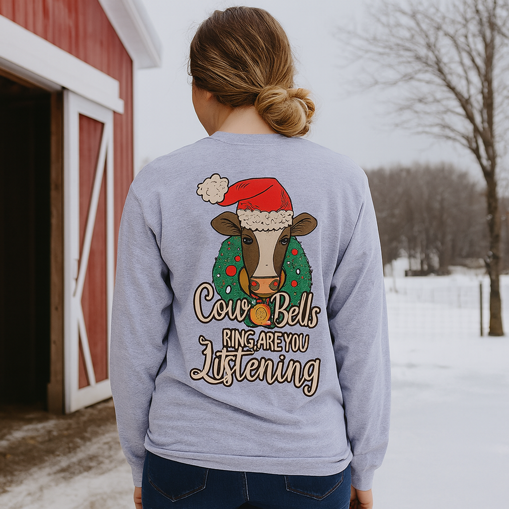 Girlie Girl Originals Preppy Cowbells Ring Holiday - Adult & Kids T-Shirts, Sweatshirts & Hoodies apparel design preview 1