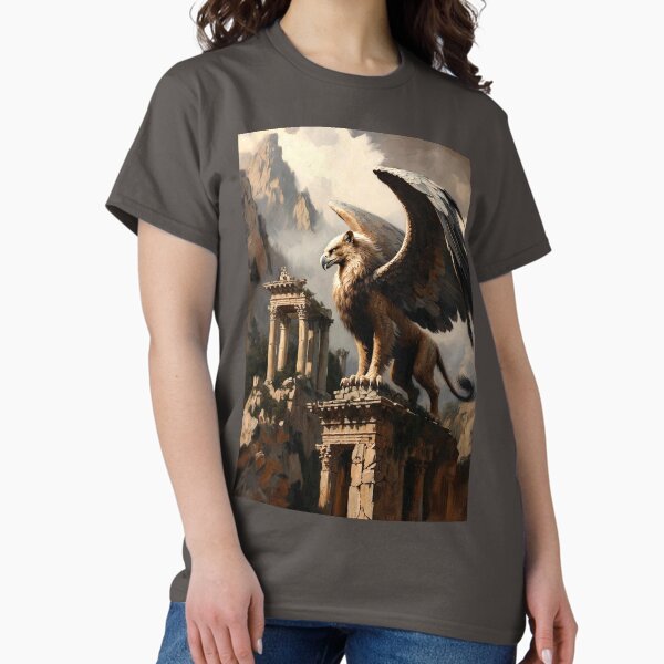 Mythic Griffin Perched on Ancient Cliff - Adult & Kids T-Shirts, Sweatshirts & Hoodies apparel design preview 1