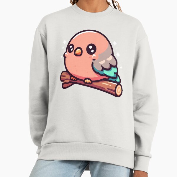 Adorable Round Pink Bird Kawaii Chibi Parakeet - Adult & Kids T-Shirts, Sweatshirts & Hoodies apparel design preview 1