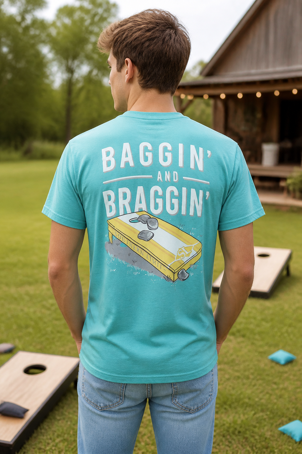 Southern Limits Baggin' And Braggin' Corn-hole - Adult & Kids T-Shirts, Sweatshirts & Hoodies apparel design preview 1
