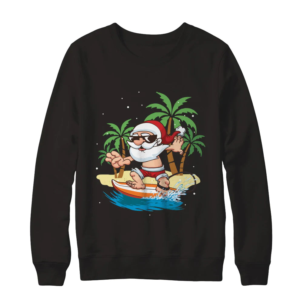 Santa surfing hawaiian Christmas sweater product image 2