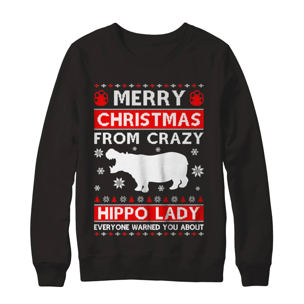 Merry christmas from crazy hippo Christmas sweater product image 2