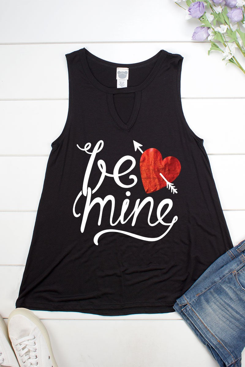 Be Mine Heart Valentines Day Keyhole Tank Top - Adult & Kids T-Shirts, Sweatshirts & Hoodies apparel design preview 1
