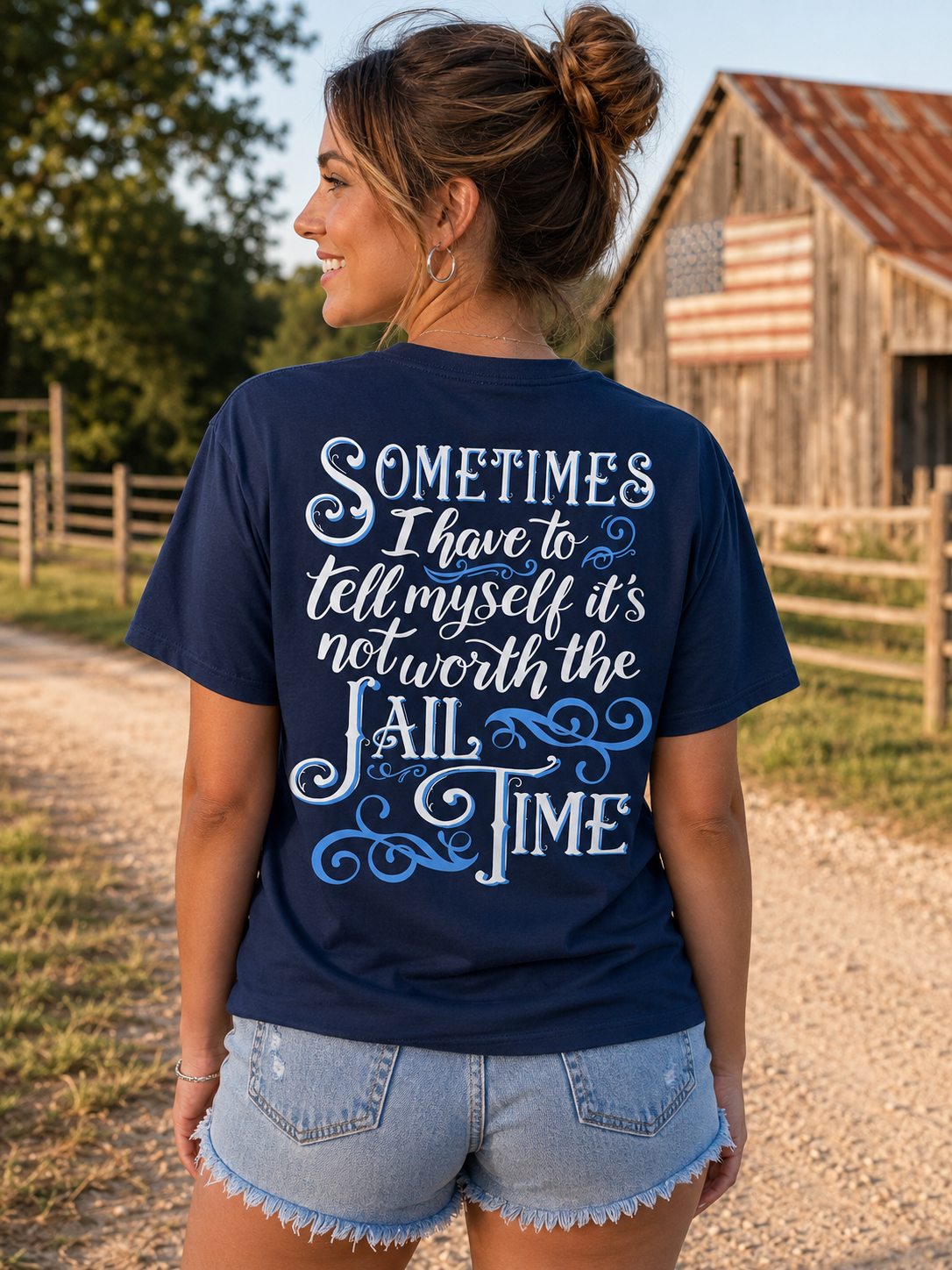 Southern Attitude Not Worth the Jail Time - Adult & Kids T-Shirts, Sweatshirts & Hoodies apparel design preview 1