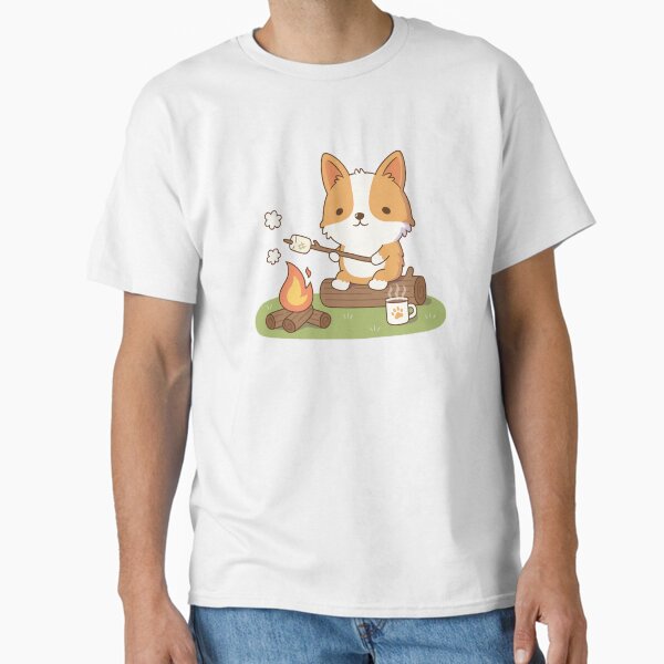 Corgi Toasting Marshmallow At Campfire - Adult & Kids T-Shirts, Sweatshirts & Hoodies apparel design preview 1
