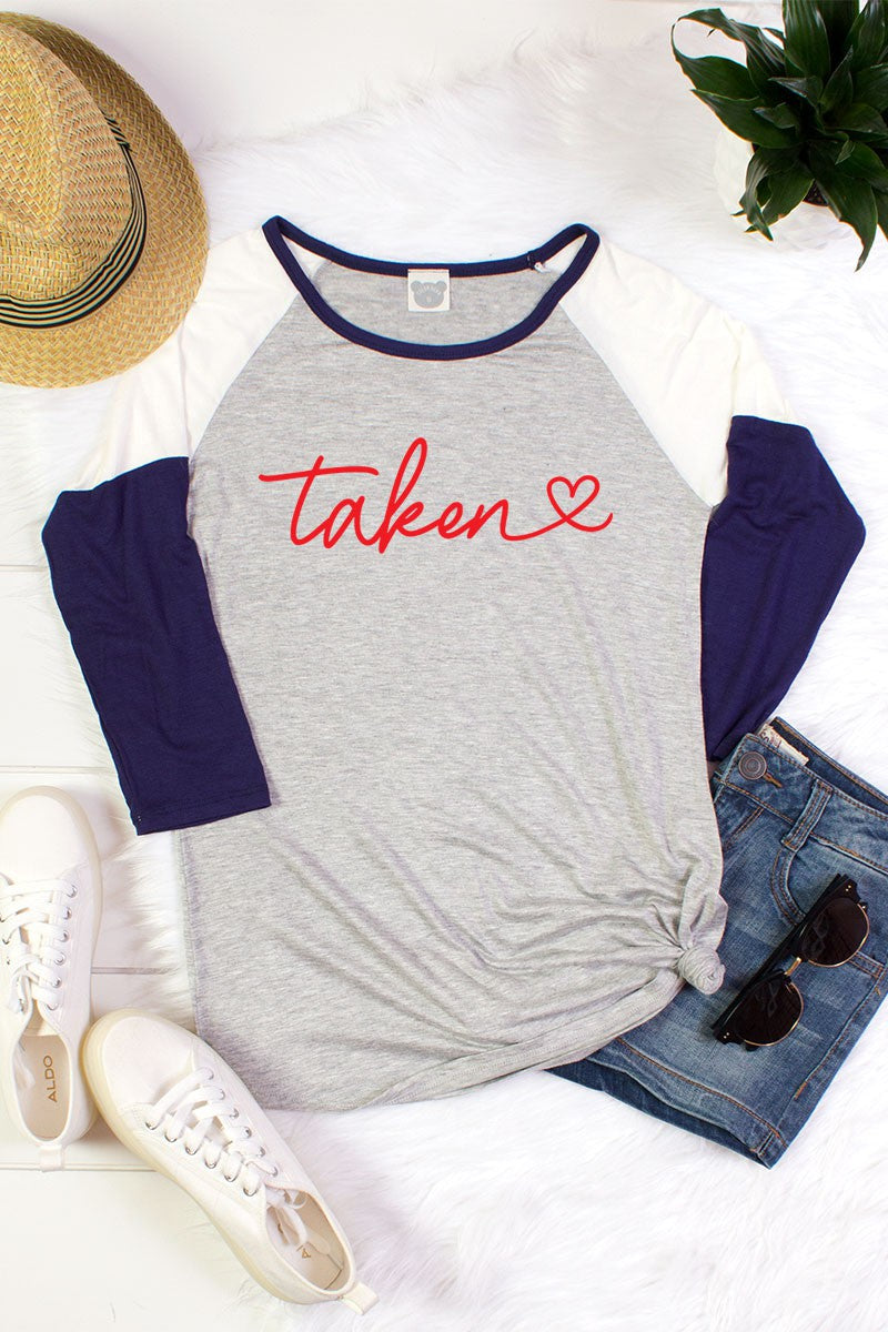 Taken Heart Valentines Day Color Block Raglan - Adult & Kids T-Shirts, Sweatshirts & Hoodies apparel design preview 1
