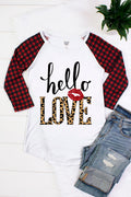 Buffalo Plaid Hello Love Leopard Lips Raglan - Adult & Kids T-Shirts, Sweatshirts & Hoodies apparel design preview 1