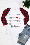 Buffalo Plaid Be Mine Arrows Raglan - Adult & Kids T-Shirts, Sweatshirts & Hoodies apparel design preview 1