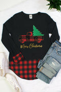 Christmas Truck Glitter Tree Plaid Hem Cuff - Adult & Kids T-Shirts, Sweatshirts & Hoodies apparel design preview 1
