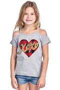 Youth Plaid XOXO Valentine's Day Cold Shoulder Cut - Adult & Kids T-Shirts, Sweatshirts & Hoodies apparel design preview 1