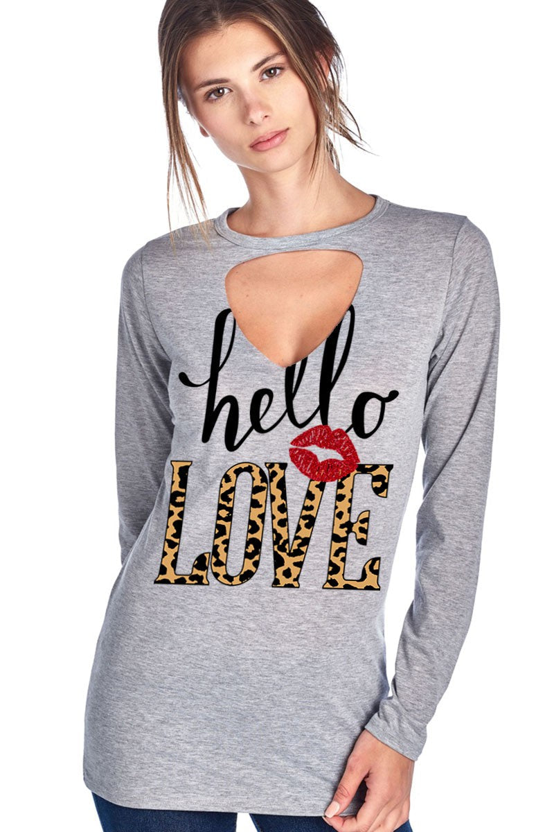 SALE Hello Love Leopard Lips Cut Out Valentines Day - Adult & Kids T-Shirts, Sweatshirts & Hoodies apparel design preview 1