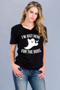 I'm Just Here for the Boos Ghost Halloween Canvas - Adult & Kids T-Shirts, Sweatshirts & Hoodies apparel design preview 1