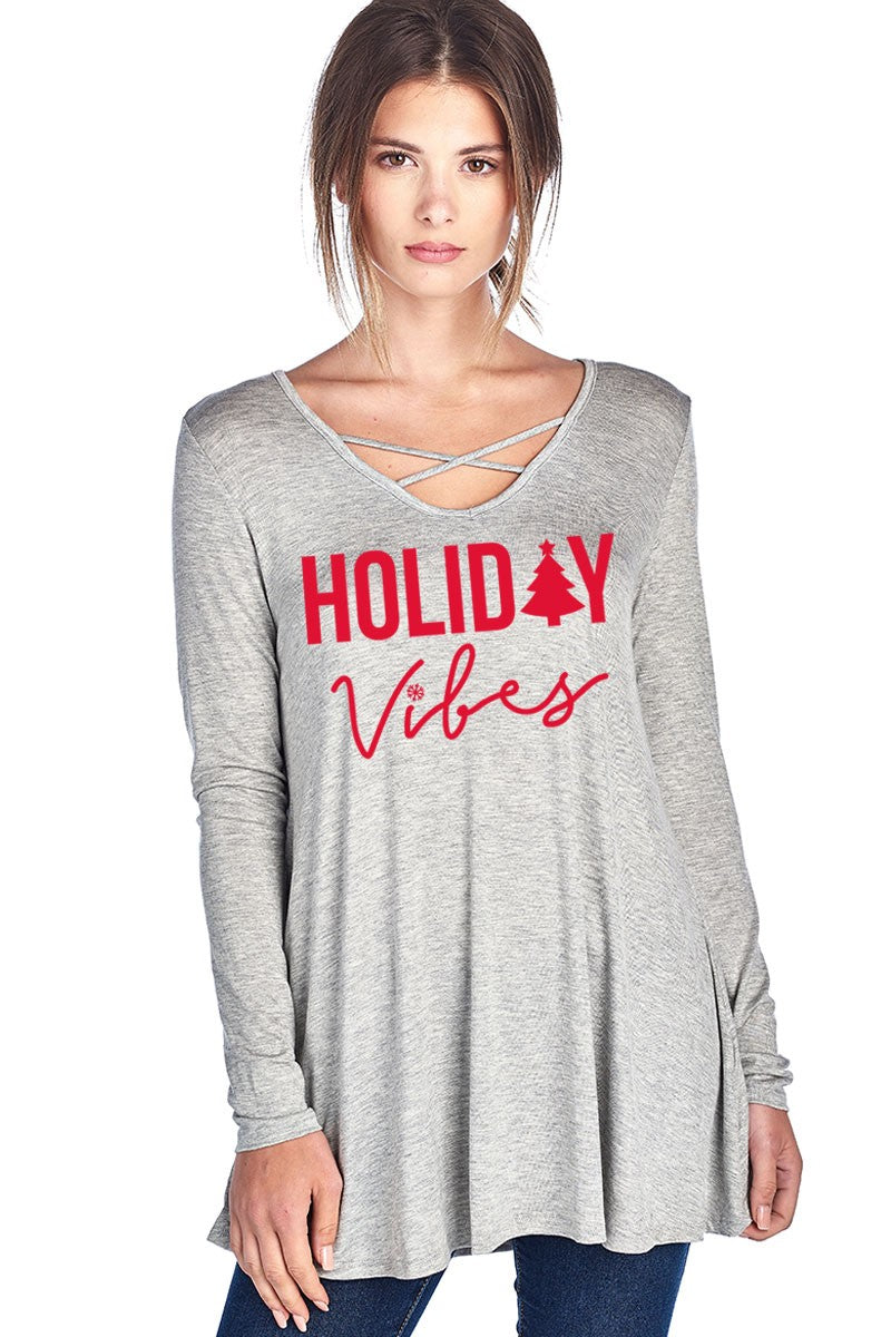 Holiday Vibes Christmas Criss Cross - Adult & Kids T-Shirts, Sweatshirts & Hoodies apparel design preview 1