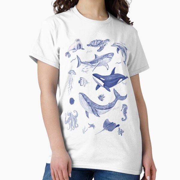 Vintage 90s Tattoo Sea Animal Retro Ocean Nature - Adult & Kids T-Shirts, Sweatshirts & Hoodies apparel design preview 1