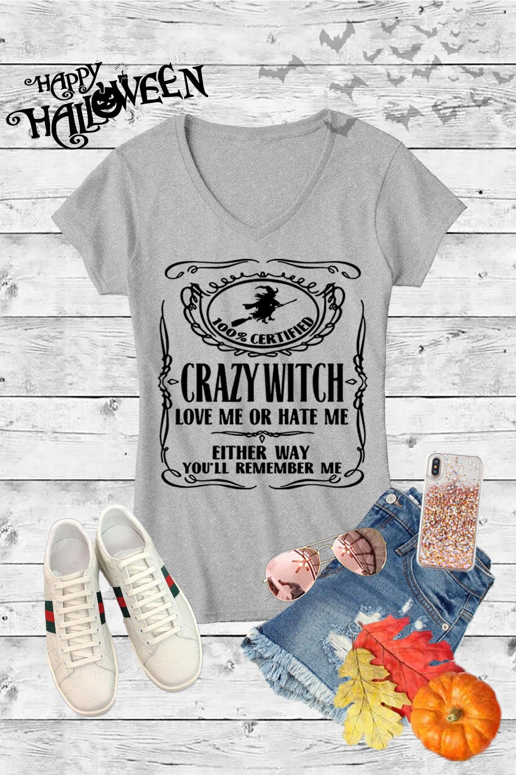 Crazy Witch Love Me or Hate Halloween Canvas Girlie - Adult & Kids T-Shirts, Sweatshirts & Hoodies apparel design preview 1
