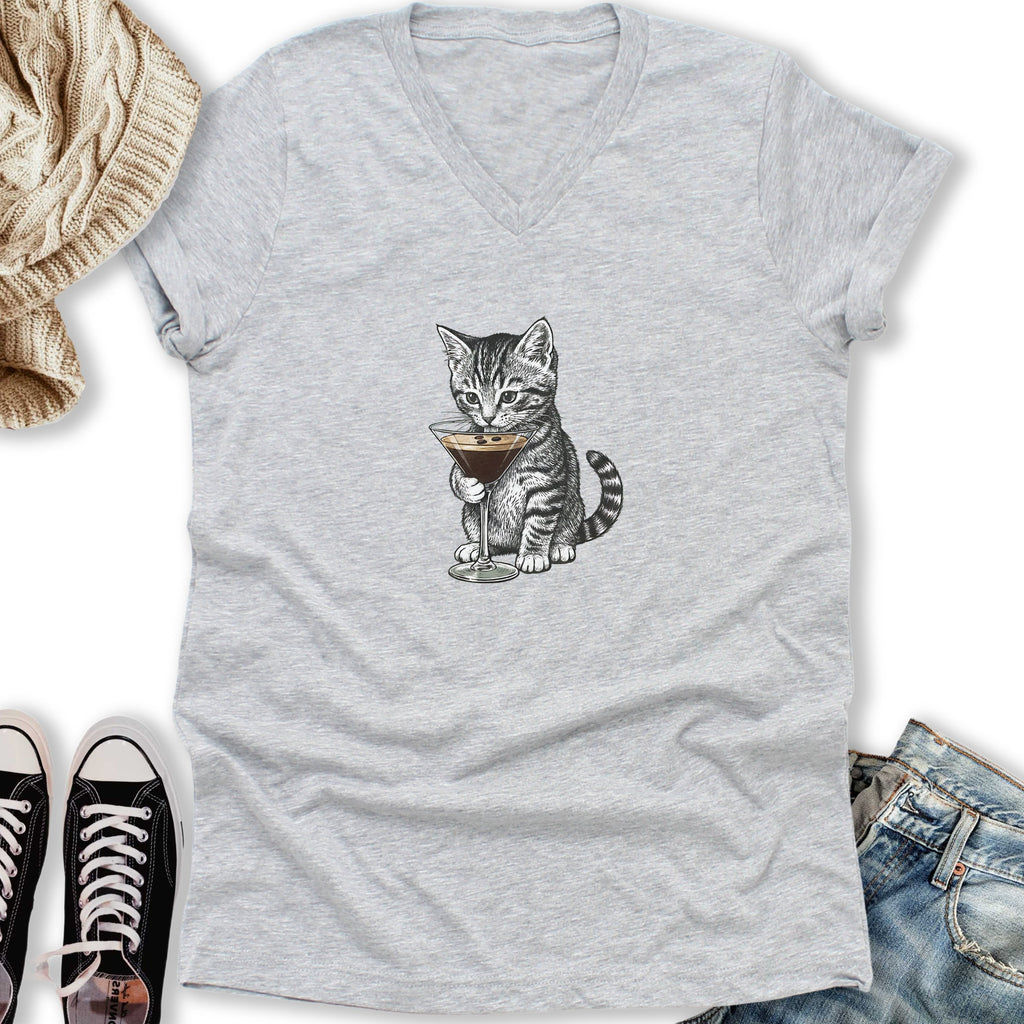 Kitten Espresso Martini V-Neck - Adult & Kids T-Shirts, Sweatshirts & Hoodies apparel design preview 1