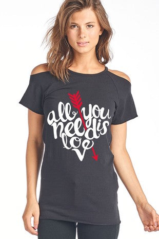 SALE All You Need is Love Cold Shoulder Cut Out - Adult & Kids T-Shirts, Sweatshirts & Hoodies apparel design preview 1