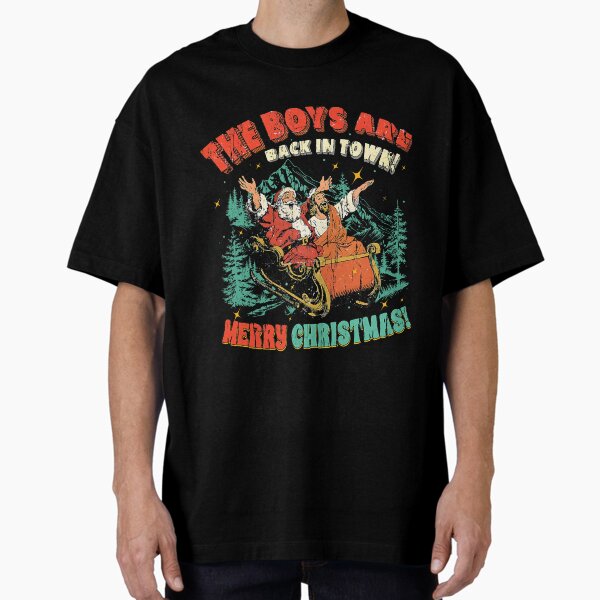 The Boys Are Back In Town Retro Blue Christmas Sleigh - Adult & Kids T-Shirts, Sweatshirts & Hoodies apparel design preview 1